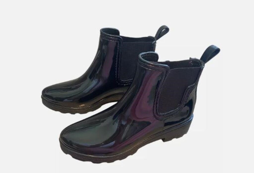 Size 36- Lucky Brand Black Patent Rain Boot