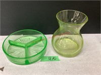 Uranium Vase & Dividing Dish