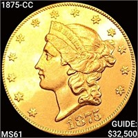 1875-CC $20 Gold Double Eagle UNCIRCULATED