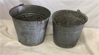 2 Galvanized Milking Pails Buckets