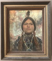 Jimmy Abeita, Native American Portrait Oil/Canvas
