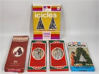 5) VINTAGE BOXES OF TINSEL ICICLES W/ BOX