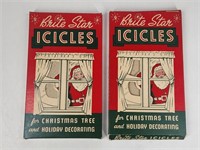 2) ANTIQUE BRITE STAR TINSEL ICICLES W/ BOXES
