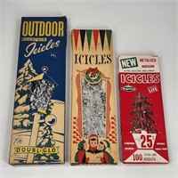 3) VINTAGE BOXES TINSEL ICICLES