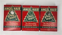 3) ANTIQUE ANGEL HAIR SPUN GLASS W/ BOX