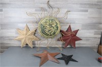 34"H SUN FACE METAL ART & STARS