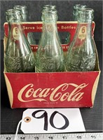 Vintage Coca-Cola Six Pack Carrier w 6 Bottles