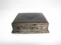 SIAM. STERLING PLATE WOOD JEWELRY/TRINKET BOX