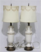 Pair Large Ceramic Urn Base Table Lamps