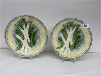 1890 FRENCH MAJOLICA ASPARAGUS PLATE 4 PURPLE