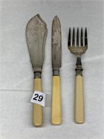 CELLULOID CARVING SET MARKED - SEE MARKS