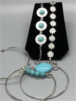 Variety of Silver and Turquoise Bracelets