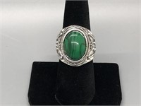 Really Nice Green Stone and Silver Ring