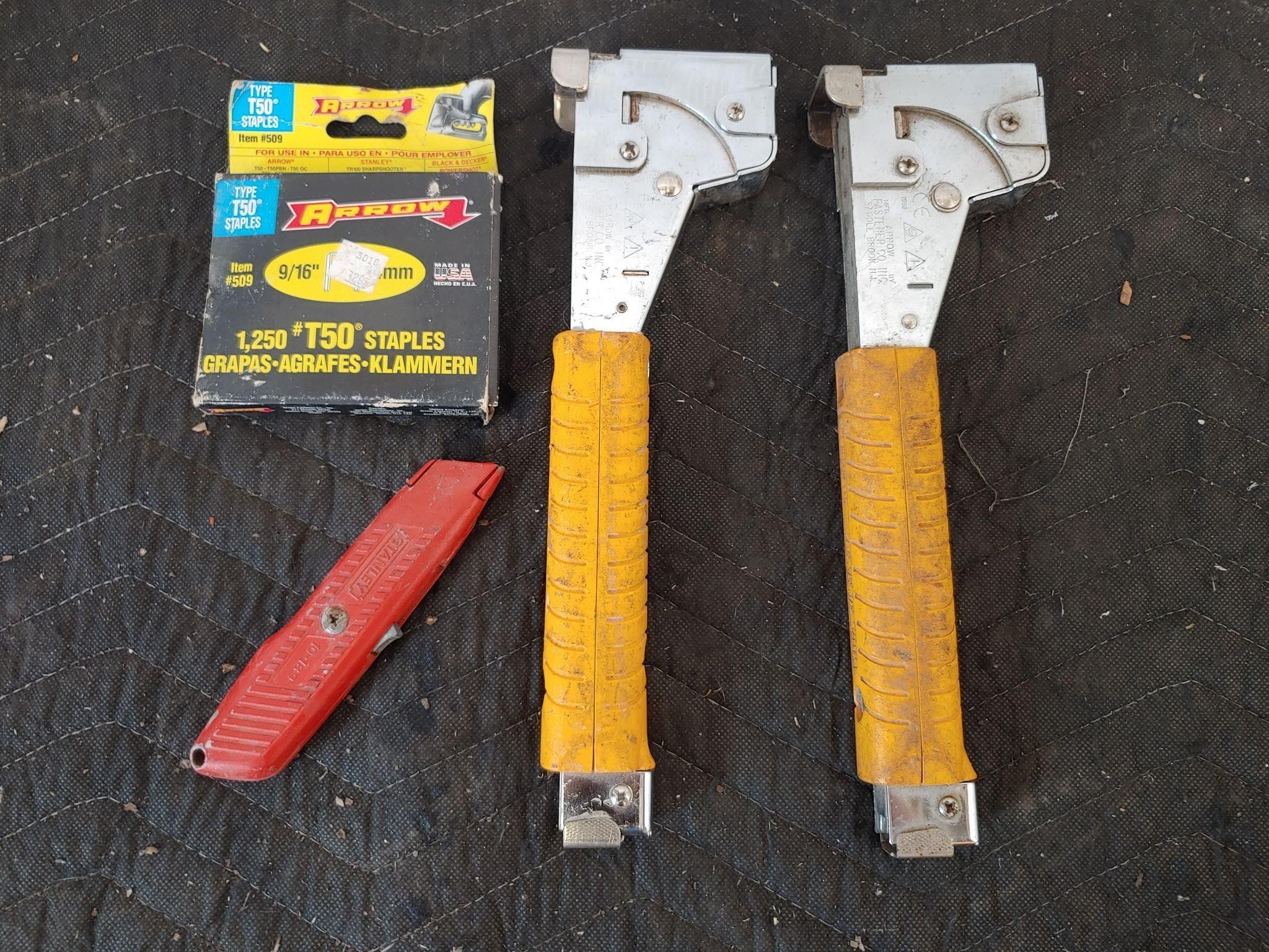 Roofing - Pair of Hammer Staplers & roofing knife