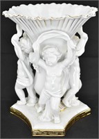 White Porcelain Putti Centerpiece Vessel