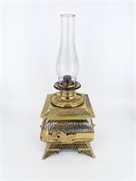 Brass Oil Kerosene Table Lamp with Hammered Metal