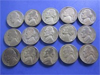 15 Wartime Nickels-1942-'45(only made 4 yrs)