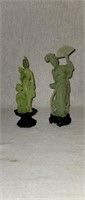 2 Faux Jade Oriental Sculptures