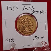 1913 British Sovereign .23 oz. Gold