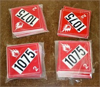 3 Bags of 1075 Flammable Gas Signs + Loose Signs