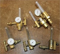 Lot of 5 Brass Welding Regulators