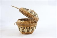 Mid 20th Century, Native Lidded Knitting Basket