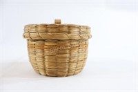 Woven Splint and Sweetgrass Small Lidded Basket