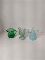 3 Vintage Small Glass Pitchers U16A
