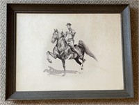 Original Saddlebred & Rider Drawing in Frame,