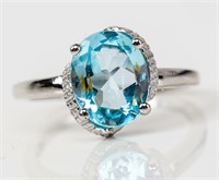Jewelry Sterling Silver Blue Topaz Cocktail Ring