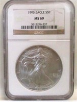 1995 SILVER EAGLE NGC MS69