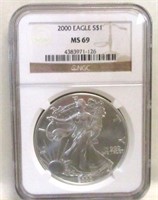 2000 SILVER EAGLE  NGC MS69