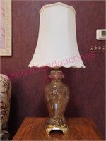 Beautiful "etched peacock" lamp w/ shade