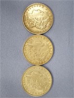 Lot of 3 Morgan silver dollars, 1921 x 3