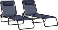 M261  Outsunny Lounge Chair Set of 2, Dark Blue