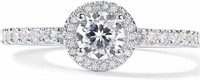 14k Gold-pl. Round 1.50ct White Topaz Halo Ring