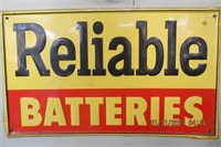 Reliable Batteries Sign - Metal - 24x5 x 14.5