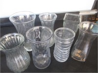 Seven Large Glass Vases 10"