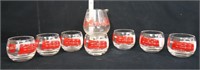 8 piece vintage railroad themed bar glass set