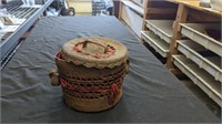 Vintage Wicker & Cloth Collar Basket