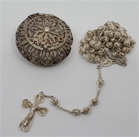 Vintage .800 Silver Filigrane Rosary with it's