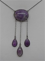 Antique Sterling Silver Amethyst Necklace