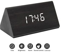NEW Alarm Clock with Wooden Electronic LED Time