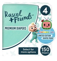 B4102  Rascal + Friends Diapers CoComelon, Size 4,