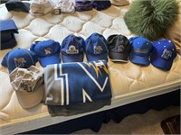 8 Memphis Tigers Hats & 1 Blanket