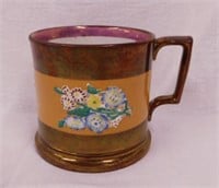 1860's copper lustre English mug, 3.75" tall
