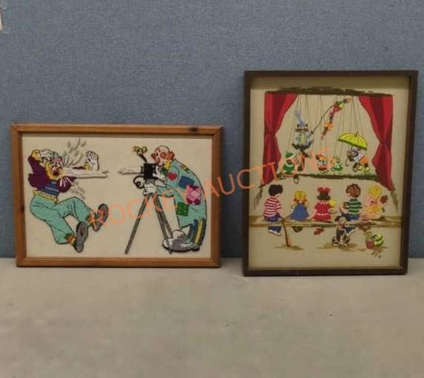 This Children's Show Vtg 1974framed needle points