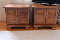 Pair of Shutter Front Maple End Tables