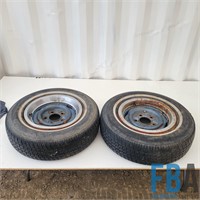 Pair of Aurora Radial Tires and Steel Wheels