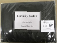 Black Luxury Satin Queen Size Sheet Set